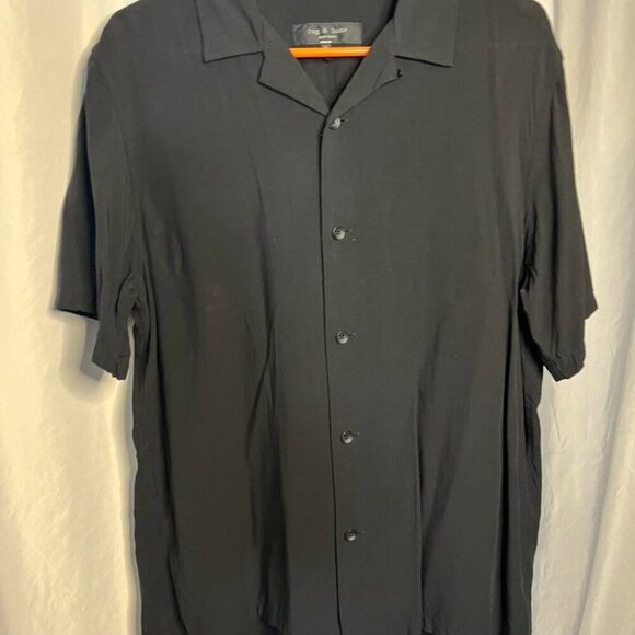 Rag & Bone Avery Viscose Camp Shirt Black Size M - Picture 12 of 13
